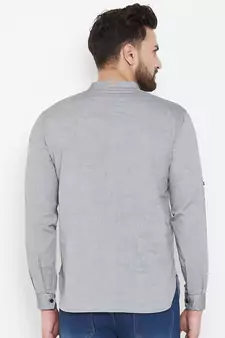 Grey plain pure cotton men-kurtas