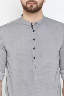 Grey plain pure cotton men-kurtas
