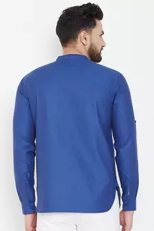 Blue plain pure cotton men-kurtas