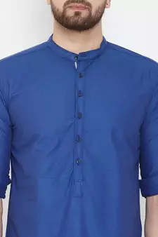 Blue plain pure cotton men-kurtas