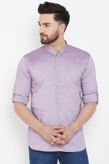 Purple plain pure cotton men-kurtas
