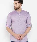 Purple plain pure cotton men-kurtas