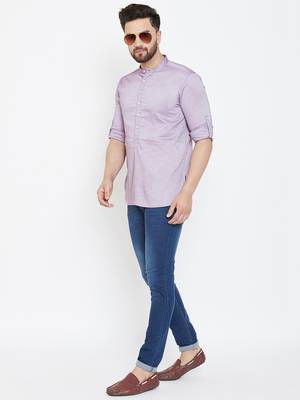Purple plain pure cotton men-kurtas 2