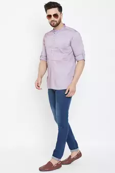 Purple plain pure cotton men-kurtas