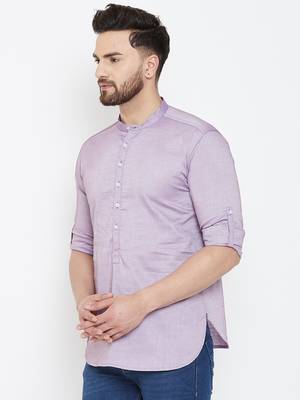 Purple plain pure cotton men-kurtas 4