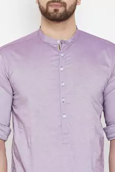 Purple plain pure cotton men-kurtas
