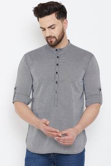 Grey plain pure cotton men-kurtas