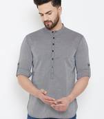 Grey plain pure cotton men-kurtas