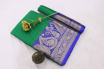 Perrot Color Soft Cotton Silk Heavy Border Saree With Blouse 2