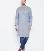 Blue plain pure cotton men-kurtas