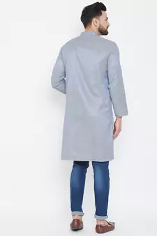 Blue plain pure cotton men-kurtas