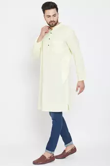 Yellow plain pure cotton men-kurtas
