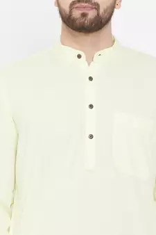 Yellow plain pure cotton men-kurtas