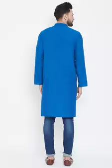 Blue plain pure cotton men-kurtas