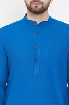 Blue plain pure cotton men-kurtas