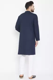 Blue plain pure cotton men-kurtas