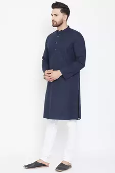 Blue plain pure cotton men-kurtas