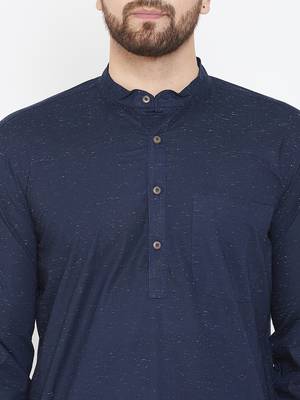 Blue plain pure cotton men-kurtas 5