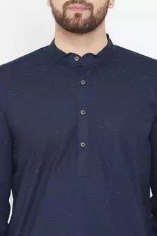 Blue plain pure cotton men-kurtas