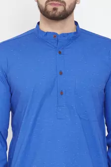 Blue plain pure cotton men-kurtas
