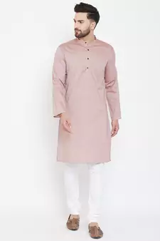Red plain pure cotton men-kurtas