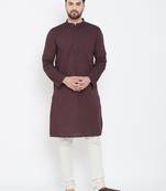 Brown plain pure cotton men-kurtas
