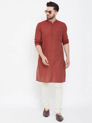 Brown plain pure cotton men-kurtas 2