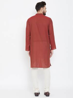 Brown plain pure cotton men-kurtas 3