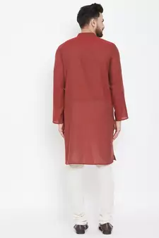 Brown plain pure cotton men-kurtas