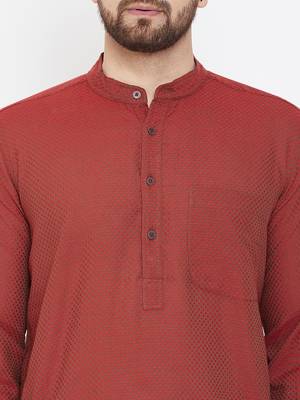 Brown plain pure cotton men-kurtas 5
