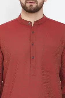 Brown plain pure cotton men-kurtas