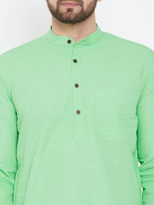 Green plain pure cotton men-kurtas 5