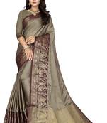 Chiku Color Soft Cotton Silk Heavy Border Saree With Blouse