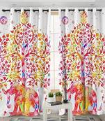 Indiancraft Beautiful Tree with Elephant Colorful Curtain for Living Room Window 