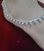Set Of 2 Silver Plated And Stone Studded Anklets