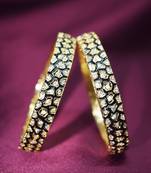 M Creation Black Meena Gold Plated Designer Bangles