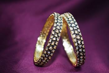M Creation Black Meena Gold Plated Designer Bangles 3
