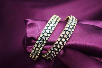 M Creation Black Meena Gold Plated Designer Bangles 5