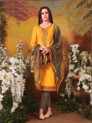 Yellow embroidered silk salwar 1