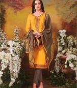 Yellow embroidered silk salwar