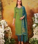 Green embroidered silk salwar