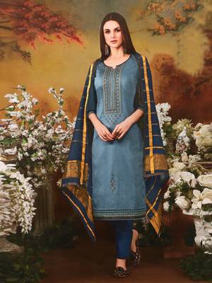 Light-blue embroidered silk salwar 1