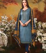 Light-blue embroidered silk salwar