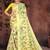 Yellow printed cotton silk saree with blouse
