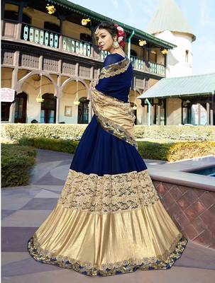 Designer Fancy Fabric  Saree With Blue Colour Blouse 2