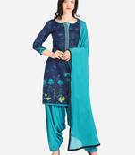 Blue Sky Cotton Printed Causal Wear Dress Material 