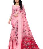 Light pink printed linen saree with blouse