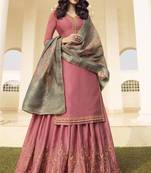 Pink Embroidered Faux Georgette Salwar