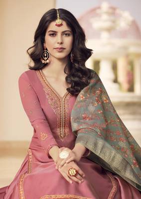 Pink Embroidered Faux Georgette Salwar 2