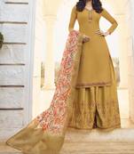 Mustard Embroidered Faux Georgette Salwar